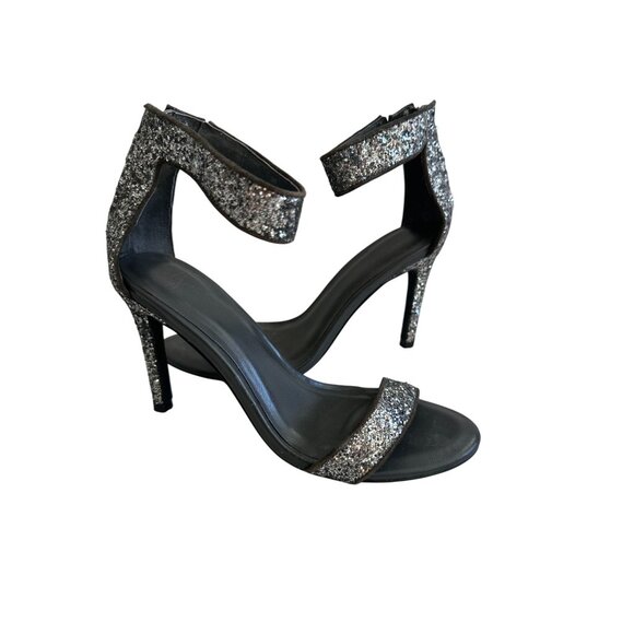 JOIE Pewter Silver Metallic Glitter Dress Heels Size 36 - Picture 3 of 7